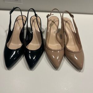 Elegant Women's Slingback Heels - Black and Tan